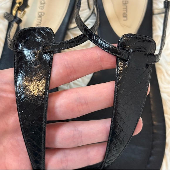 alexandre birman snake skin black T-strap sandals size 38.5 or 9 leather - Picture 5 of 12
